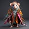 Colorful Fashion Feather Rat In Photorealistic Fantasy Style