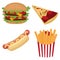 Colorful fast food set