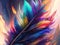 Colorful feather background creates an ethereal ambiance, blending vibrant hues with gentle illumination