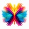 Colorful Feather Butterfly: Distorted Proportions And Vibrant Neon Symmetry