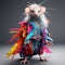 Colorful Feather Rat In High-quality Fashion Costume