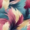 Colorful feather wallpaper with graceful forms and leaf patterns (tiled)