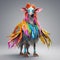 Colorful Feathered Goat In Hand Painted Costume Design