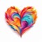 Colorful feathery heart with swirls