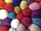 Colorful felted wool balls are diversity personified