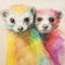 Colorful Ferrets: A Vibrant Spray Painted Realism Drawing