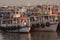 Colorful ferries near the Gateway to India