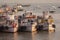 Colorful ferries near the Gateway to India