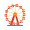 Colorful ferris wheel from amusement park. Entertainment element for family fun. Attraction symbol. Flat vector design