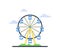 Colorful Ferris wheel from amusement park. Family fun and entertainment theme. Attraction symbol. Flat vector design