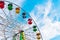 Colorful ferris wheel on blue sky background