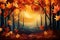 Colorful Festive autumn leaves banner. Generate Ai