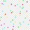 Colorful festive confetti on transparent seamless background