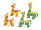 Colorful, Festive Donkey And Llama Pinatas, Traditional Party Decorations With Candy And Treats Vector Illustration