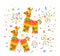 Colorful, Festive Donkey Pinatas, Traditional Vector Party Decorations Filled With Candies And Treats