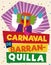 Colorful and Festive Promotional Poster with Marimonda for Barranquilla`s Carnival, Vector Illustration