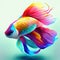 Colorful fighting fish on a green background. 3d rendering. AI Generated