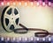 Colorful film strip, film reel background