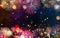 Colorful firework with bokeh background. New Year celebration.