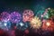 Colorful fireworks exploding in night sky