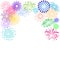 Colorful fireworks frame on white background for celebration party