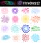 Colorful Fireworks on white background for party cerebation