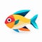 Colorful Fish Icon In Minimalist Graphic Design Style