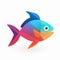 Colorful Fish Icon On White Background - Vibrant Futurism Design