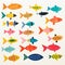 Colorful Fish Illustrations: Mid-century Style Cartoon Artwork