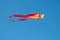 Colorful fish kite flying in blue sky