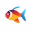 Colorful Fish Logo On White Background: Dark Orange And Dark Azure Design