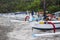 Colorful fisherman boats on tropical beach in Bali,Indonesia