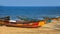 Colorful fishermen boats at Rushikonda beach