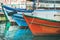 Colorful fishermens boats in small Mediterranean town