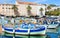 The colorful fishing boat in Ajaccio port, Corsica island.