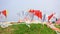 Colorful flags on chinese grave