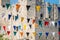 Colorful flags in front of Rochester castle