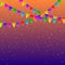 Colorful flags garlands on gradient background. Party decoration
