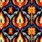 Colorful Flame Pattern Inspired By Folk Art And Orientalism