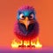 Colorful Flaming Emu 3d Illustration