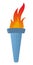 Colorful Flaming Torch, flat vector illustration isolated on white background. Symbols of relay race, competition