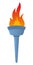 Colorful Flaming Torch, flat vector illustration isolated on white background. Symbols of relay race, competition