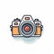 Colorful And Flat Camera Icon Design With Simple Line Art