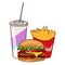 Colorful Flat Fast Food Set