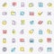 Colorful Flat Icons Set - vector