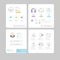 Colorful flat kit UI navigation kit elements with icons for personal portfolio website and mobile templates