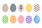 Colorful flat patterned easter egg set