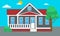 Colorful flat residential house or Town house cottage. Vector illustration.