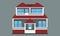 Colorful flat residential house or Town house cottage. Vector illustration.