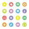 Colorful flat safety and miscellaneous icon set on circle